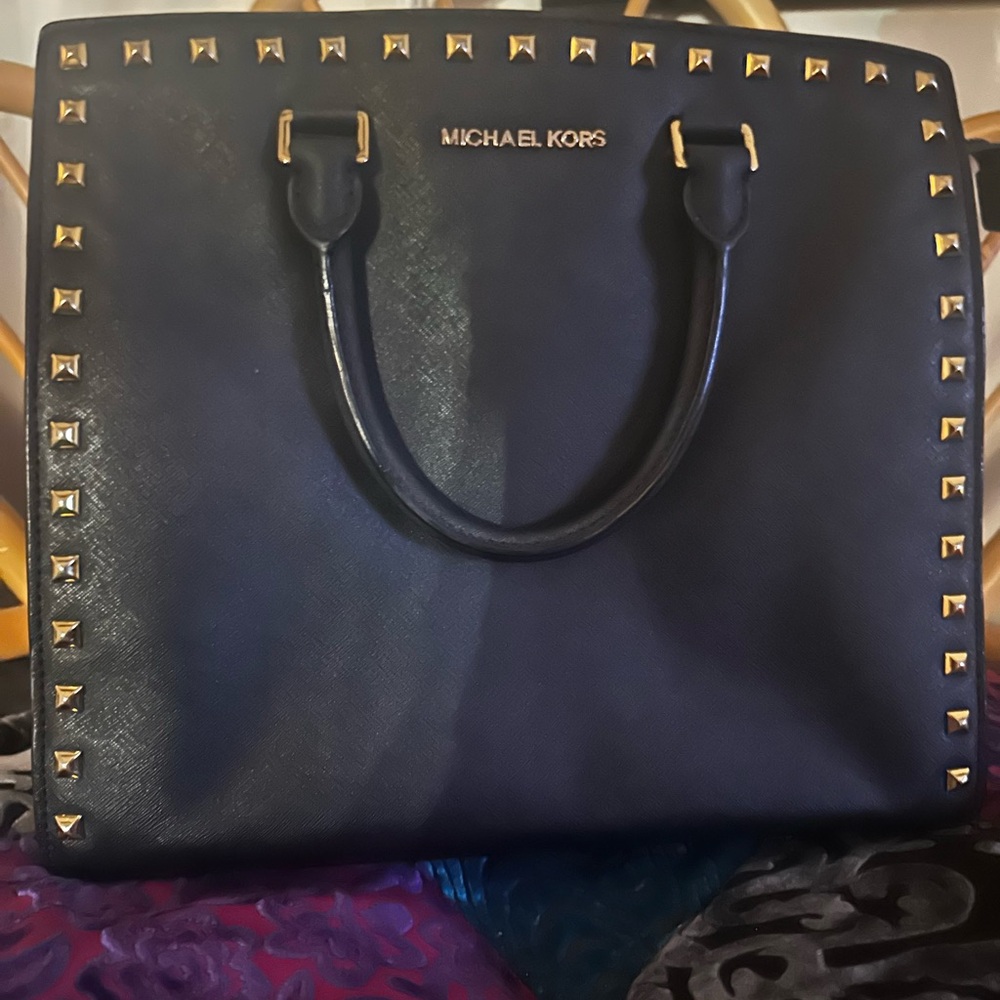 Michael Kors Black Satchel with Gold Accents